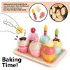 HERSITY Wooden Cupcakes Toys Pretend Play Food Desserts Kids Baking Set, Kitchen Playset for Toddlers 3-5, Tea Party for Little Girls Cooking Games Age 3 4 5 Years Old Girls Boys