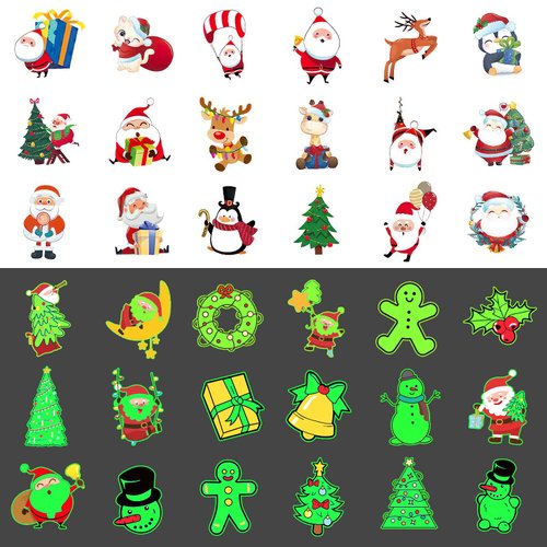 216 Styles Christmas Party Favors, 20 Sheets Christmas Decoration Christmas Luminous Tattoos Temporary, Glitter Tattoos Christmas Treats Christmas Party Favors Stocking Stuffers for Kids, Teenage Girl