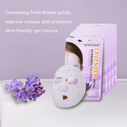 Hydrogel Sheet Lavender Petals Sheet Mask,Face Mask Skin Care,Hydrating & Soothing Facial Mask for All Skin Types 12 Pack