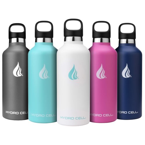 HYDRO CELL Stainless Steel Water Bottle with Straw & 2 Standard Mouth Lids (32oz 24oz 20oz 16oz) Keeps Liquids Hot or Cold w/Double Wall Vacuum Insulated Leak Proof Sport Design (White 32oz)