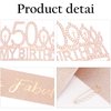 Vovii 50th Birthday Gifts for Women 50th Birthday Sash and Tiara Women Happy 50th Birthday Decorations for Women 50 and Fabulous Sash and Rhinestones Rose Gold Tiara for Women
