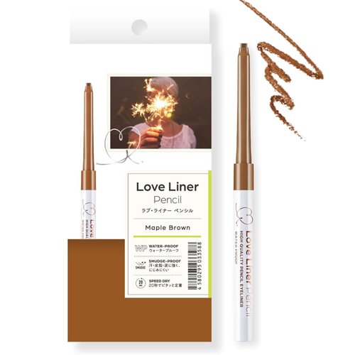 LoveLiner Quick Dry Pencil Eyeliner, Smudge-Proof & Waterproof, Japanese Eye Makeup for Sensitive Eyes w/Beauty Serum, 0.7 Oz/20g, Maple Brown