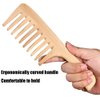 3 Pcs Bamboo Comb Set Wooden Wide Tooth Comb for Women Men, Anti-static Detangling Hair Comb for Curly Fine Straight Wet Dry Hair, Natural Bamboo Styling Comb