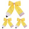 3PCS Back to School Bows Pencil Hair Clips, IKOLA Glitter Leather Yellow Pencil Hair Bows First Day of School Hair Accessories for Girls Toddler Kids Teacher