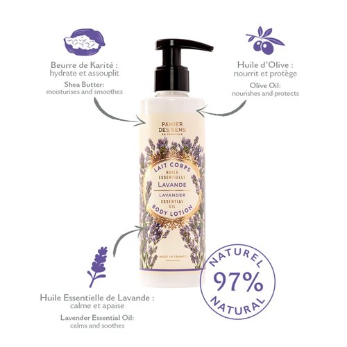 Panier des Sens Lavender Shea butter Body lotion for dry skin, body cream - Made in France 97% natural - 8.45 Floz/250ml