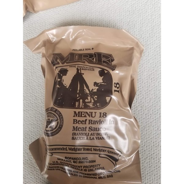 LoJo Surplus 2022 Genuine Military MRE Meals Ready to Eat with Inspection Date 2022 or Newer (Beef Ravioli in Meat Sauce)