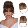 SISLAF Clip in Bangs-100% Real Human Hair Bangs Hair Clip Wispy Bangs Clip On Bangs for Women with Temples Hairpieces Wig Curved Bangs with Hair Roller (Medium Brown)