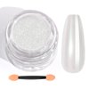 Saviland White Pearl Chrome Nail Powder - 1g Mirror Effect Chrome Powder for Gel Nails, Metallic Mermaid Chrome Nail Powder for Gel Polish, Pearl Nail Powder Glitter Dust Kit for Nail Art Decorations