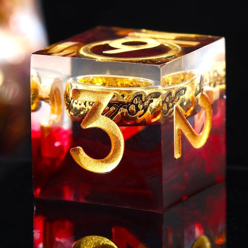 Ring DND Dice Set Sharp EdgeResin Dice,Golden Ring Inclusion Lord of The Rings D&D Dice RPG Role Playing Games, Dungeons and Dragons Polyhedral Dice Set（red）