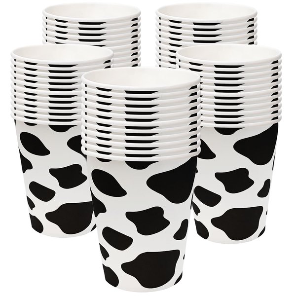 EaciTown 50 Pcs Cow Cups Cow Print Paper Cups Cowgirl Cups Cow Party Favors Farm Birthday Party Supplies Cowgirl Baby Shower Decorations