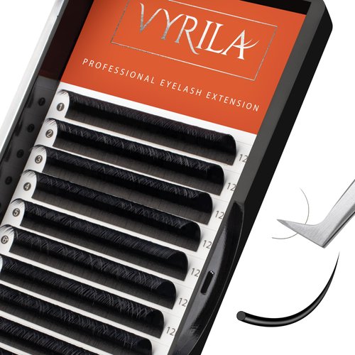 Eyelash Extension-VYRILA Cashmere Volume Lash Extensions D CC Curl 0.03-0.05mm thickness,Matte Black Soft Individual Lashes, Professional Lash Supplies for Eyelash Tech (D 0.05 12mm)