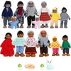 ONEST 18 Pieces Wooden Dollhouse Family Set Mini People Figures Dog Cat Sets Dollhouse Dolls Wooden Doll Family Pretend Play Figures Accessories for Pretend Dollhouse Toy