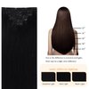 FUBILI Black Clip in Human Hair Extensions 14 Inch Clip In Hair Extensions Lace Weft Real Human Hair Natural Black Brazilian Hair Clip in Extensions Silky Straight Remy Human Hair 7pcs 105g