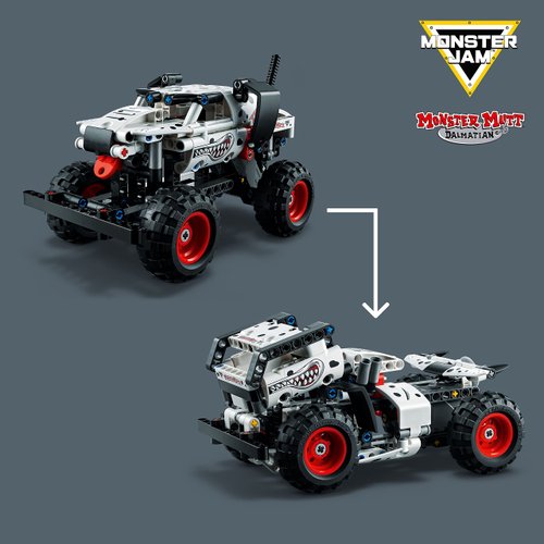 LEGO Technic Monster Jam Monster Mutt Dalmatian, 2in1 Pull Back Racing Toys, Birthday Gift Idea, DIY Building Toy, Monster Truck Toy for Kids, Boys and Girls Ages 7 and Up, 42150
