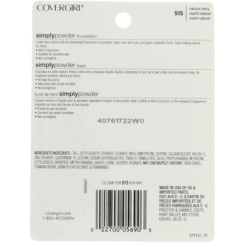 CoverGirl Simply Powder Foundation, Natural Ivory [515] 0.41 oz (Pack of 3)