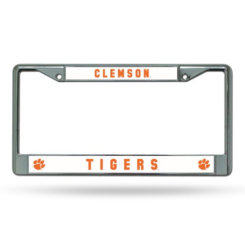 Rico Industries NCAA Clemson Tigers Standard Chrome License Plate Frame, 6 x 12.25-"