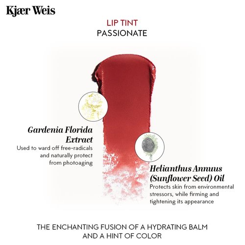 Kjaer Weis Lip Tint. Hydrating Berry Pink Lip Color Makeup with Soft Satin Finish. Nourishing Ingredients for Long Lasting Lip Stain. Cruelty Free Clean Makeup (Passionate Iconic)