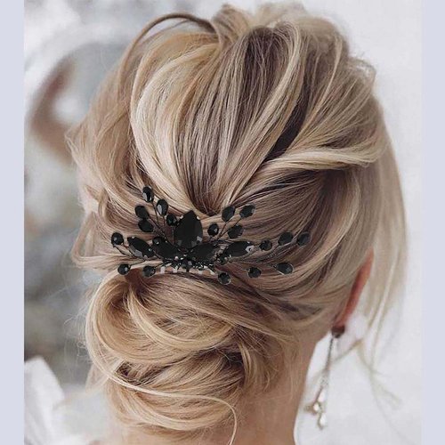 CLOACE Rhinestone Hair Comb Black Wedding Hair Piece Bride Crystal Side Combs Vintage Bridal Headpiece Bridesmaids Rhinestone Hair Accessories for Women and Girls