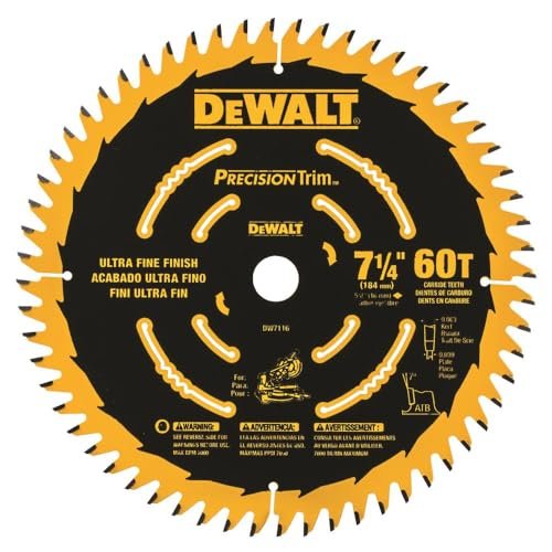 DEWALT DW7116PT DEWALT DW7116PT 60T Precision Trim Miter Saw Blade, 7-1/4"