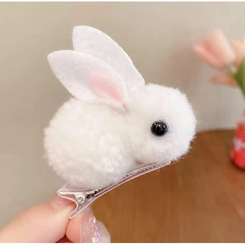 4Pcs Plush Bunny Hair Clips, Cute Bunny Hair Claw Clips for Womens Bunny Hair Clip Mini Hair Clips, Girls, Rabbit Hair Clip, Hold Hair Clip Easter Plush Rabbit Hairpin for Thin Hair Hold Accessories