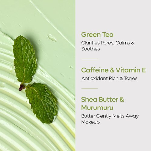 mCaffeine Green Tea Face Cleansing Butter with Shea Butter & Vitamin E| Moisturizing Face Cleanser and Makeup Remover| Cleansing Balm for Waterproof Makeup | Gentle on skin | For All Skin Types - 100g