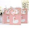 Swan Soiree - White Swan Baby Shower or Birthday Party Favor Boxes - Set of 12