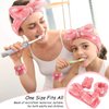AMCAMI 6 PCS Spa Headband with Wrist Washband Face Wash Set, Makeup Headband and Wristband Towel Scrunchies for Washing Face, Skincare Headband Sleepover Party Supplies for Girls(Pink)