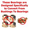 (4 Pack) HD Switch Front Wheel Bearings Replaces Toro 114-1640 TimeCutter, Exmark Quest, Radius, Pioneer Mowers - Bushing to Bearing Conversion Kit - Steel Seals