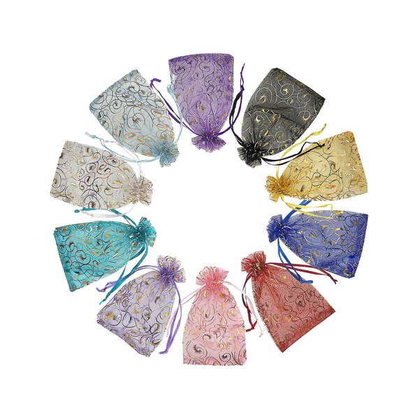 Jexila 100PCS Small Organza Bags 4x6 inch Mesh Jewelry Bags Drawstring Gift Bag Reusable for Wedding Party Shower Favor Candy Sachet Candle Craft Gift Bags