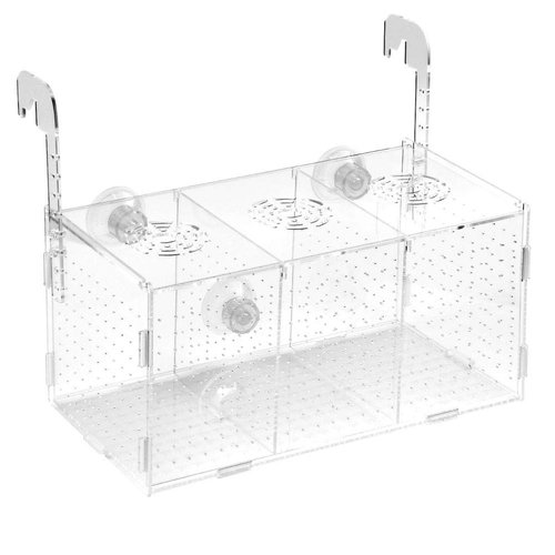 ATPWONZ Fish Breeding Box, Acrylic Fish Isolation Box Aquarium Hatchery Incubator with Suction Cups for Newborn Fry Shrimp Guppy Clownfish Aggressive Fish, 11.5" x 6" x 6"