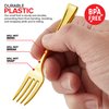 Gold Mini Forks 4 Inch (80-Count) Disposable Plastic Appetizer Fork for Cocktail Hour, Dessert Cups, Small Food Samples, Tiny Appetizers, Charcuterie Board, Wedding Reception