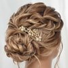 Kilshye Pearl Bride Wedding Hair Pins Gold Rhinestone Bridal Hair Pieces Crystal Prom Hair Accessories for Women and Girls (Pack of 3) (Gold)
