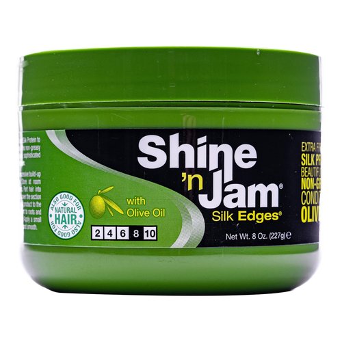 Shine-N-Jam Silk Edges With Olive Oil 8 Ounce Jar (Pack of 2)