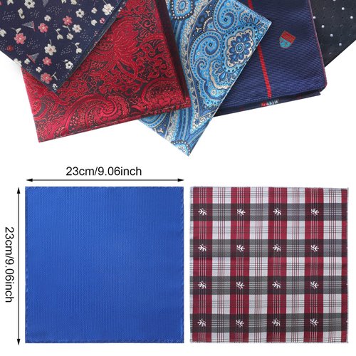 JaGely 52 Pieces Mens Pocket Squares for Men Handkerchief Soft Silk Pocket Square Handkerchief Suit Accessories for Men Wedding Business Banquet, 9.06 x 9.06 Inch Hankies, 52 Multi Styles