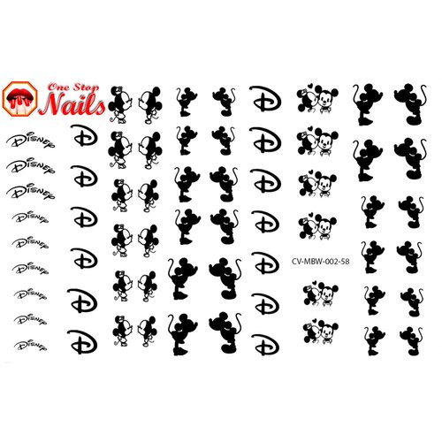 Clear Vinyl Cut, Peel and Stick Nail Art Decals/Stickers by DimOxy Designs Themed for Mickey and Minnie Black and White (Ver.2) Lovers.