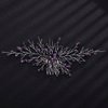 Teyglen Bridal Wedding Purple Dainty Hair Combs Purple Rhinestones Crystal Side Hair Comb Flower Crystal Bride Hair Accessories for Women and Girls (Silver Purple)