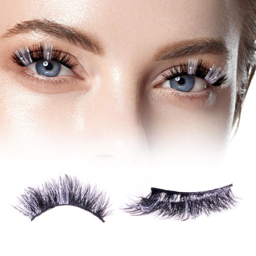 AJEAJE 2 Pairs Christmas False Eyelashes,Lightweight Silver Shimmer Soft Natural Eyelashes,Wispy Fluffy 100% Handmade Fluffy Lashes