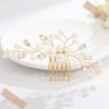 Foyte Wedding Pearl Hair Comb Bridal Rhinestone Hair Clip Gold Crystal Hair Piece Bridesmaid Hair Accessories for Women and Brides