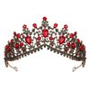 SWEETV Gothic Red Tiaras and Crowns for Women, Wedding Tiara for Bride, Crystal Princess Tiara, Ruby Queen Crown, Costume Party Hair Accessories for Brithday Prom Halloween