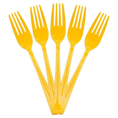JAM PAPER Premium Utensils Party Pack - Plastic Forks - Yellow - 48 Disposable Forks/Pack
