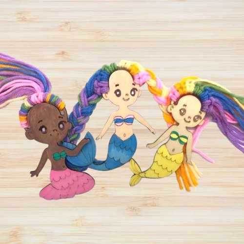 VENUSFIT Mermaid Party Favors - 12 PCS Mermaid Birthday Party Supplies - Mermaid Paint & Yarn Hair Crafts - Mermaid Birthday Decorations Goodie Bags Gifts Prizes for Kids Girls Toddler