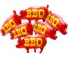 Cartoon Pig BBQ Party Balloons For Birthday Barbecue Picnic Cookout Fast Food Snacks Party Supplies, 6 Pack 4D Farm Animal Zoo BBQ Pig Foil Balloons For Wedding Baby Shower Summer Hawaiian