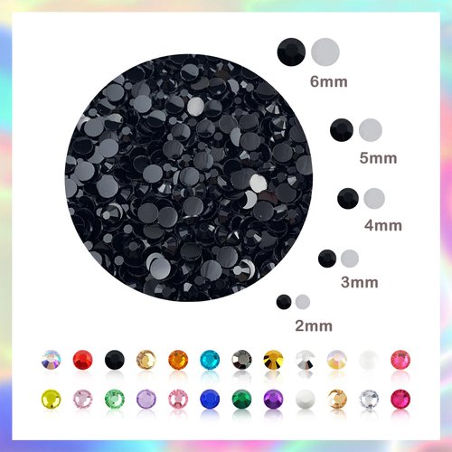 CLRDIVA Craft Rhinestones Resin 4mm Black Rhinestones for Crafting Flatback Rhinestone Bedazzling Gems Bulk Jelly Crystals Round Diamonds for Crafts Shoes Tumblers Nails Makeup DIY Bling Decoration