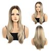 MocNeavian Blonde Wigs for Women 23 Inches Long Wavy Ombre Blonde Wigs Middle Part Ombre Natural Looking Synthetic Fiber Heat Resistant Wig Women's Wigs for Daily Use Women's Charming Wigs