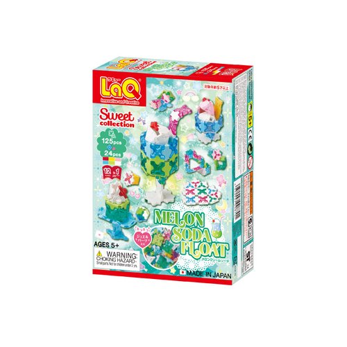 LaQ Sweet Collection Melon SODA Float | 125 + 24 Pieces | 12 Models | Age 5+ | Creative, Educational Construction Toy Block | Made in Japan