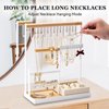DreamGenius Jewelry Organizer Stand with Velvet Ring Holder, 4 Tier Jewelry Holder Organizer with 15 Hooks Necklace Organizer and Bracket Holder, Jewelry Stand with 16 Holes for Earring Holder, White