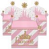 Big Dot of Happiness Little Princess Crown - Treat Box Party Favors - Pink and Gold Princess Baby Shower or Birthday Party Goodie Gable Boxes - Set of 12