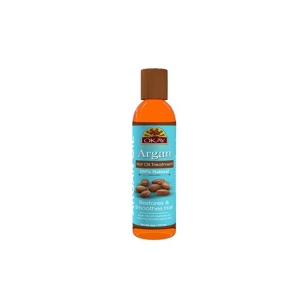 OKAY 100% Natural Argan Hot Oil Hair Treatment - Argan Oil for Hair, Hair Oil for Dry Damaged Frizzy Hair, Pure Oil for Men & Women, Hair Growth Therapy Oil Blend with Jojoba - 6 oz (Pack of 1)