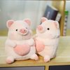 Ruzucoda Plush Pig Stuffed Animals Soft Toys Holding Love Heart Dolls Gifts for Girls Girlfriend Lover Pink 8 Inches
