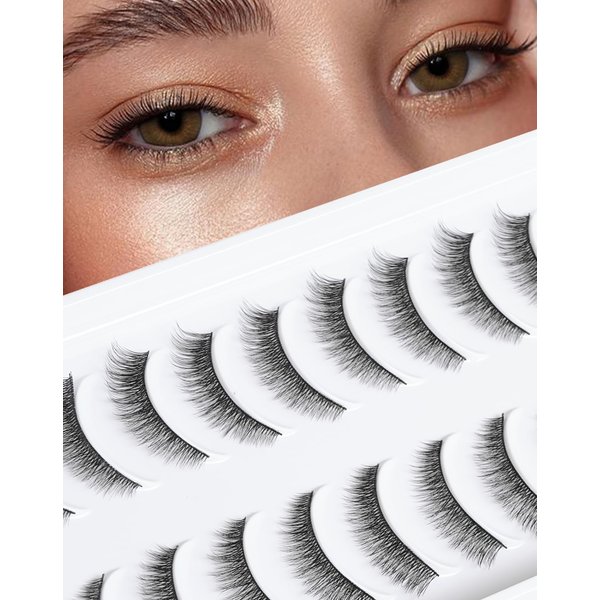 Natural Eyelashes Natural Look Small Lashes Short Eyelashes Natural Lashes False Eyelashes Wispy Eye Lashes Pack 10 Pairs D-M05